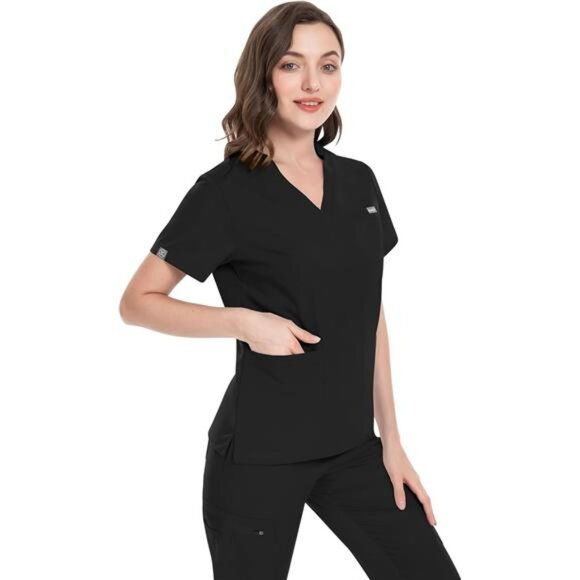 Women's Scrub Top with Classic V-Neck & Yoga Jogger Pants Medical - Picture 5 of 14